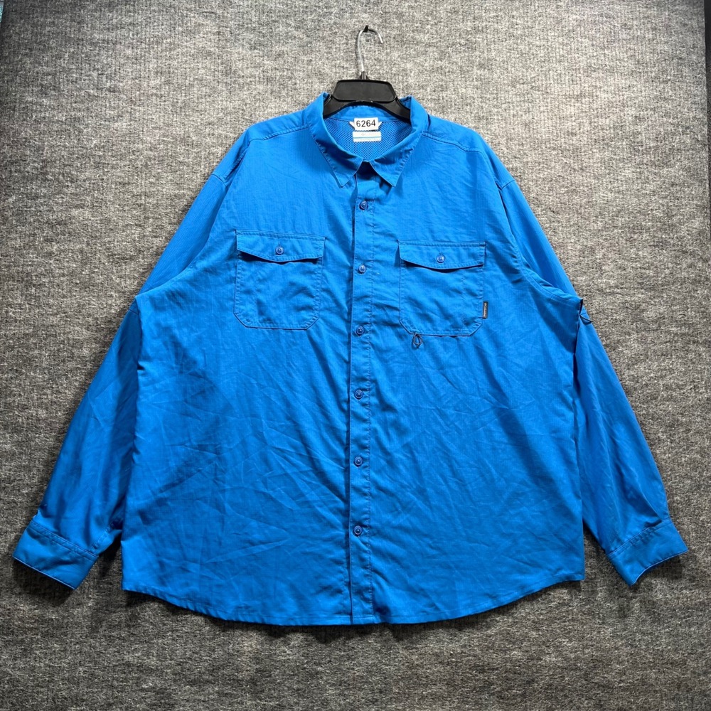 Columbia Mens XXL Blue Long Sleeve Ripstop Ventilated Fishing Hiking Shirt